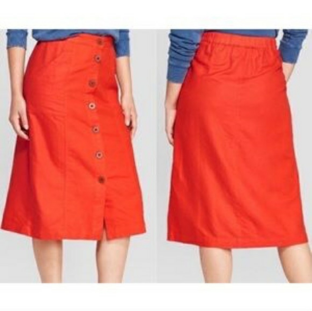 NWT Universal Thread Orange Linen Midi Skirt